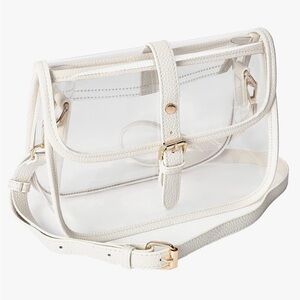 NEW Y&R Direct Clear Saddle Crossbody Bag Clear Purses, Magnetic Closure, Ivory